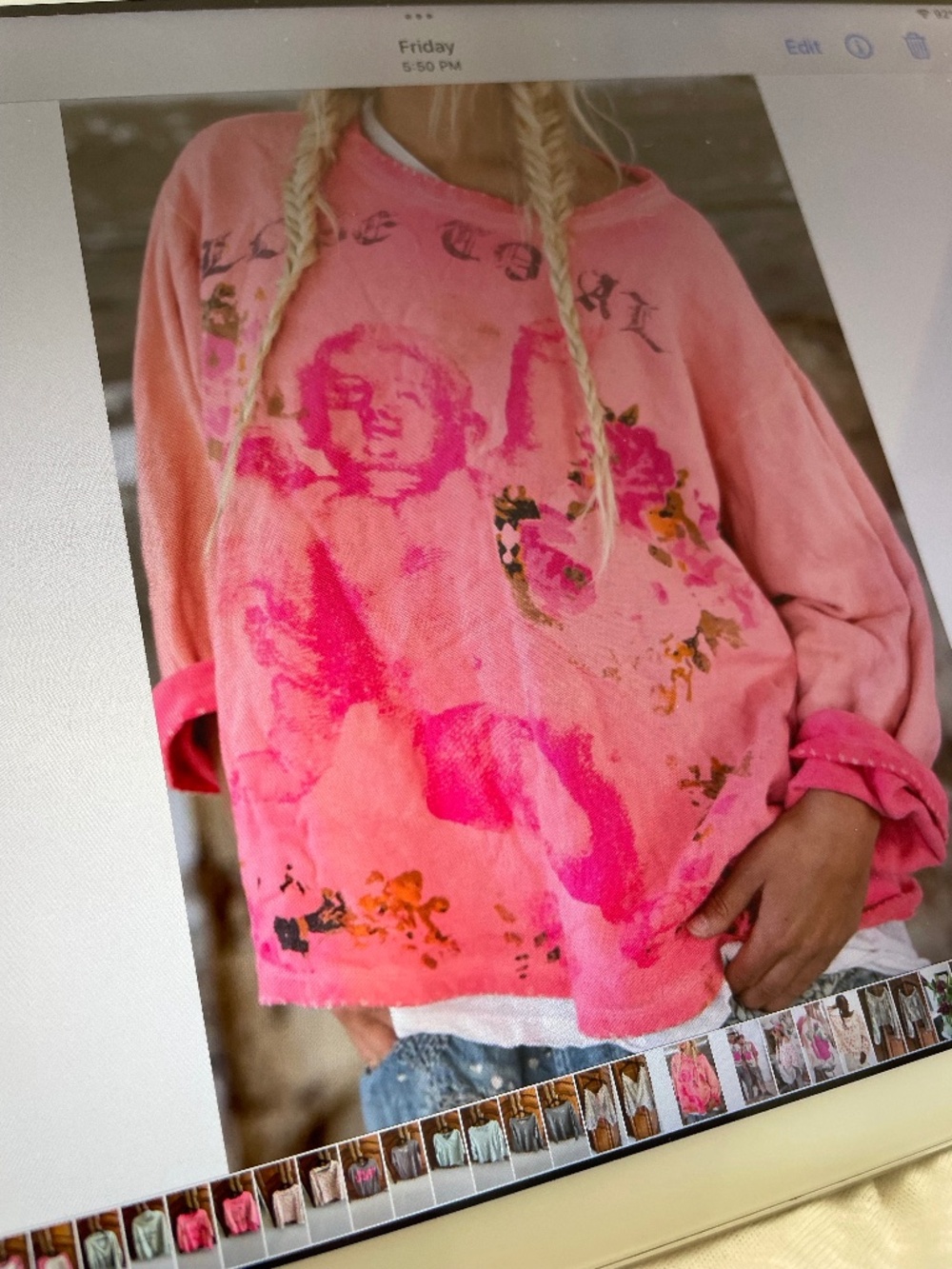 Magnolia Pearl Beautiful Pink Sweatshirt in one size fits most